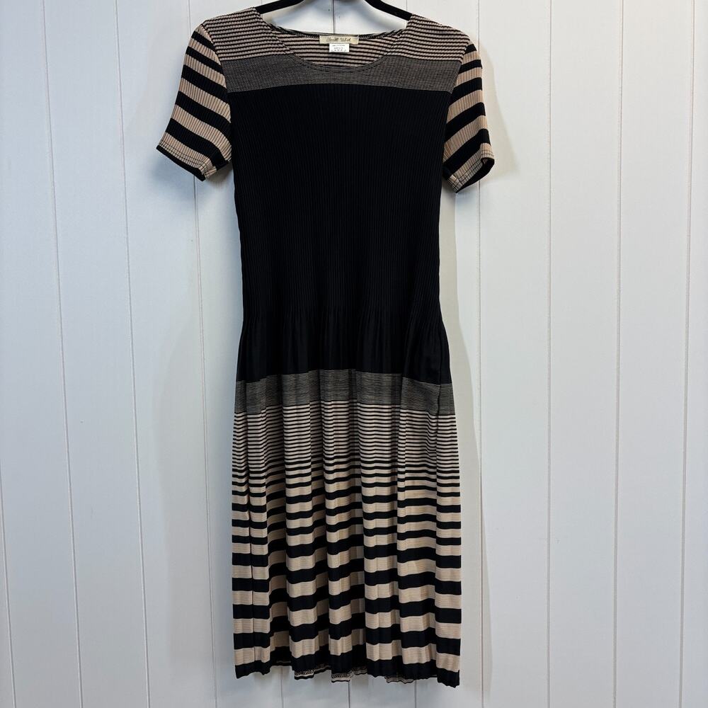SoHo USA Womens Dark Academia Whimsigoth Striped Pleated Midi Dress Size S/M